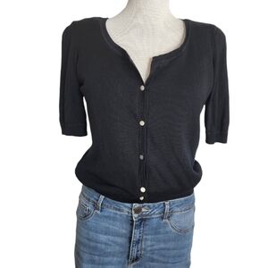 Talbots Silk & Cotton Pearl Button Lined Short Sleeve Women's Cardigan Size S